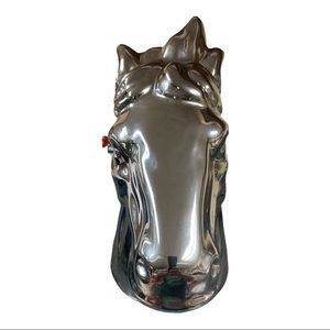 Wild Horse Head Sculpture Silver Metal Finish Beautiful
